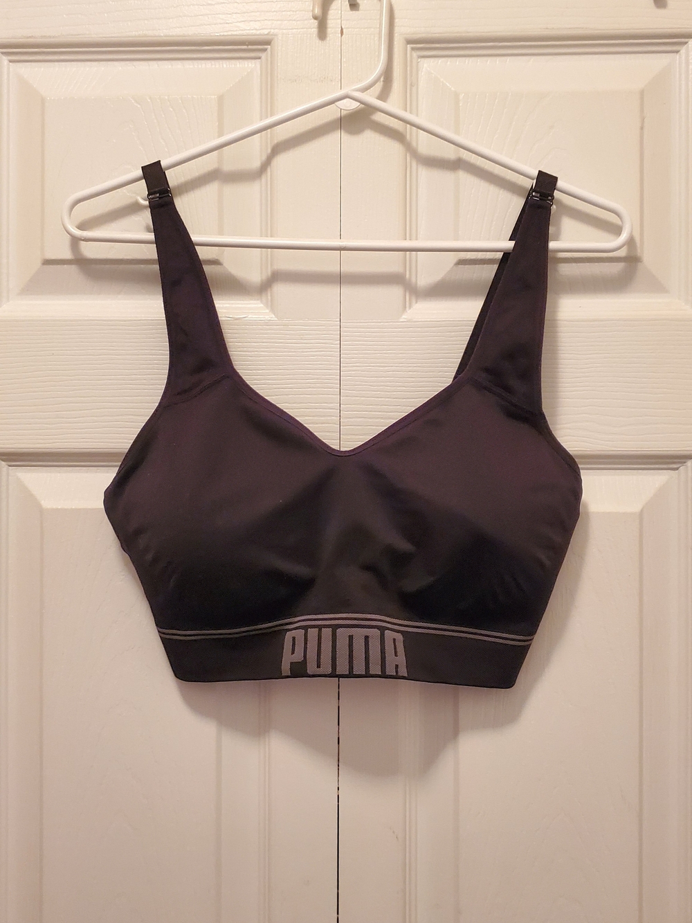 Puma Black Logo Elastic-Band Adjustable Straps Sports Bra Size XL